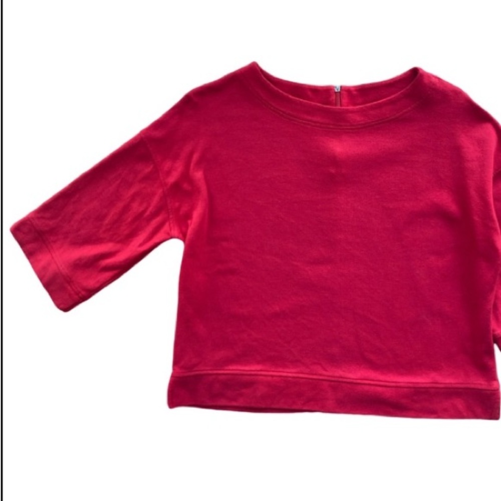 Vineyard Vines XS Crop 3/4 Sleeve Back Zip Pullover Sweatshirt Basic Preppy Top